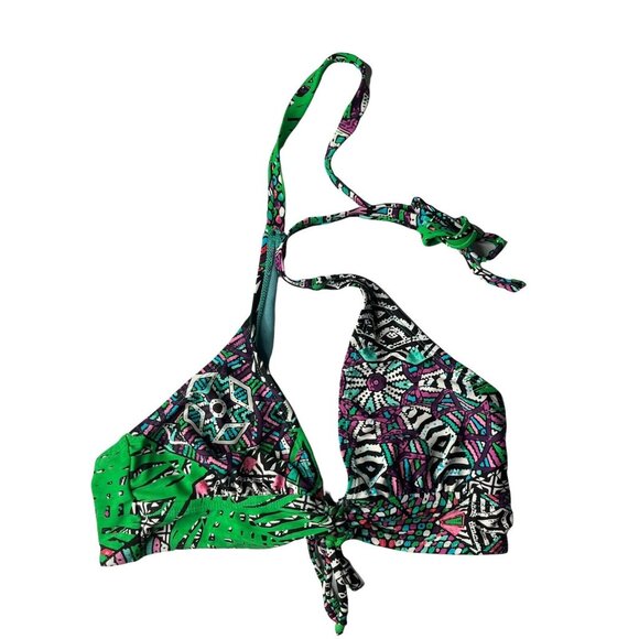 Vigoss Womens Swim Suit Top Bikini Green Pink Padded Size Small - Picture 1 of 6